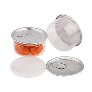 Opslagflessen doorzichtige plastic potdier met metalen deksel luchtdichte blik kan trekken ring thuisconcentraat container voedsel kruid T2I51782