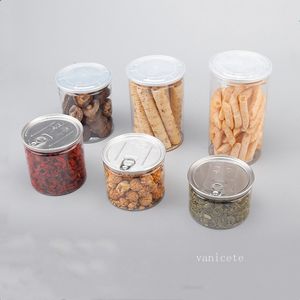 Bouteilles de stockage pot en plastique transparent PET avec couvercle en métal hermétique peut tirer anneau concentré conteneur boîtes de stockage de nourriture LT351