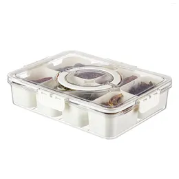 Bouteilles de rangement Boîte d'organisateur d'assaisonnement transparent 4/8 Grids Conteneurs avec couvercle et poignée pour les herbes épices Cuisine de cuisine