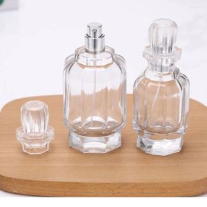 Bouteilles de rangement transparent en parfum transparent bouteille de presse