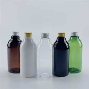 Botellas de almacenamiento Blanco claro 300 ml x 20 Plástico recargable vacío con tapón de rosca de aluminio Cosméticos Viajes Pequeños contenedores de aceite de tóner