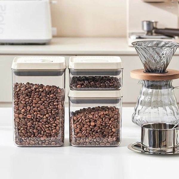 Bouteilles de rangement Coffee Bean Scellé peut appuyer sur des récipients d'extraction Conteneurs hermétiques pour les matériaux sains de qualité alimentaire