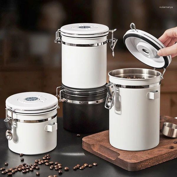 Botellas de almacenamiento Coffee Bean Tank Recipe Vacuación de escape unidireccional de acero inoxidable Milk Powder Té de té de respiración fresca