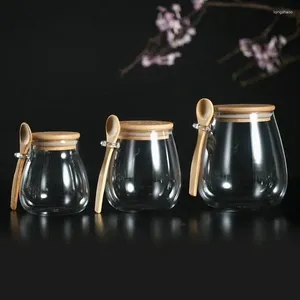 Bouteilles de rangement grains de café Jar Conteneurs hermétiques pour aliments en sucre et verre à thé avec récipient scellé de couvercle