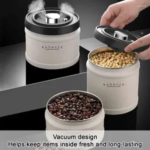 Opslagflessen Koffiebus Met Vacuümpomp Roestvrijstalen Verzegelde Container Voor Bonen Voedsel Keukenaccessoires