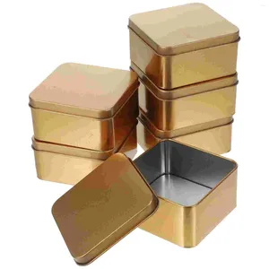 Bewaarflessen Koekjesblik Vierkant Blikdoosje Klein geschenk Snoepverpakking Bruiloft (goud, middelgroot) 10st