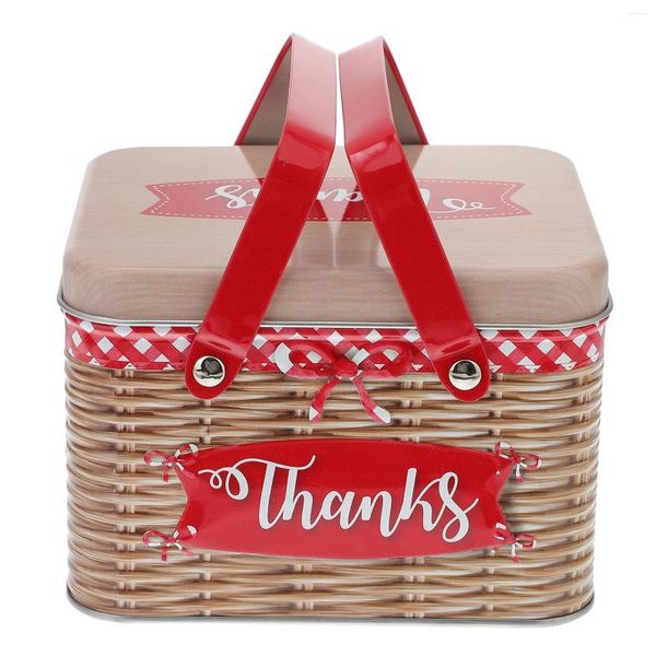 Bouteilles de rangement Cookie Tin avec poignée Coud Candy Box Biscuit Christmas Gift Tinplate Container Snack