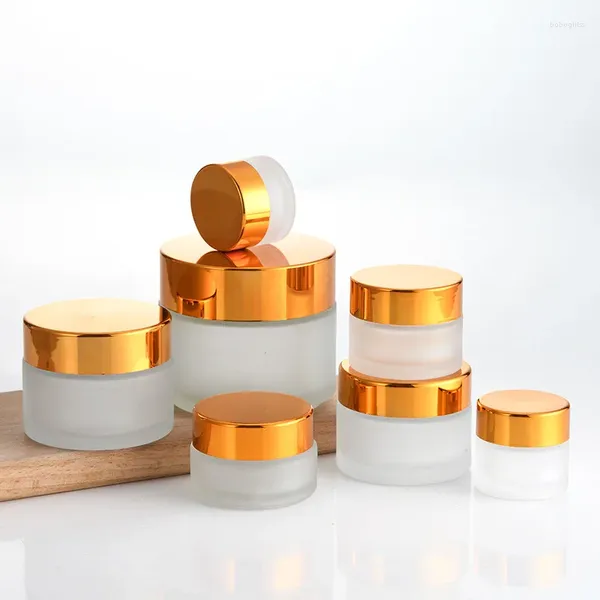 Bouteilles de rangement bouteille crème vide 5g mini pot en verre 30g masque cosmétique 50g maquillage de couvercle intérieur contenant des lèvres 100g or réutilisable en gros