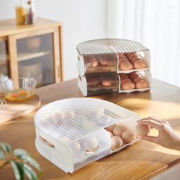 Opslagflessen Creatieve automatische rollende eierdoos Grote capaciteit Stapelbare plastic houder Lade Huishoudelijke koelkast Organizer Bin