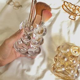 Bouteilles de stockage verre créatif cristal porte-stylo maquillage brosse baril bureau organisateur affichage Organment décoration de la maison