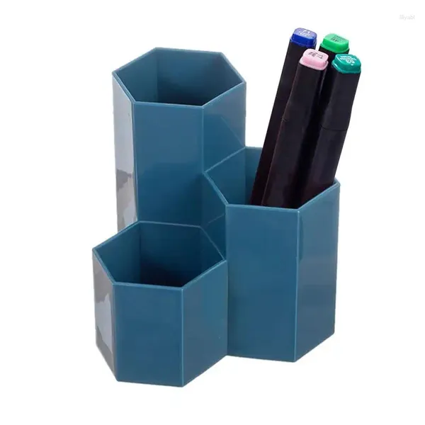 Botellas de almacenamiento Creative Hexagonal Pen Soporter Organizador de contenedores de plástico Caja de escritorio de plástico Suministros de oficina para estudiantes Crayón