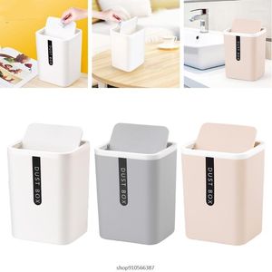 Opslagflessen Creative Mini Desktop Trash Can Tabletop Plastic afval Bak met deksel aanrecht vuilnisbelt vuilnisbox Home Office bureau