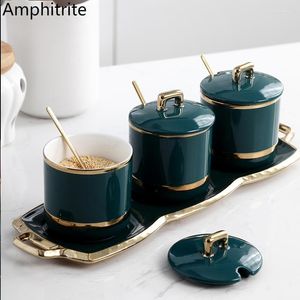 Bouteilles de stockage Creative Phnom Penh Spice Ceramic Box Set Sucrier Salt Msg Nordic Household Kitchenware