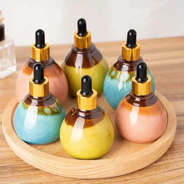 Botellas de almacenamiento Botella de aceite esencial retro creativa DIY Perfume portátil a prueba de luz Muestra recargable Vial Vacío Envase cosmético delicado