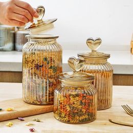 Opslagflessen Creatieve verzegelde pot fles voedselcontainer Amber Love Tea met deksel pot keukengerei Huisdecoratie