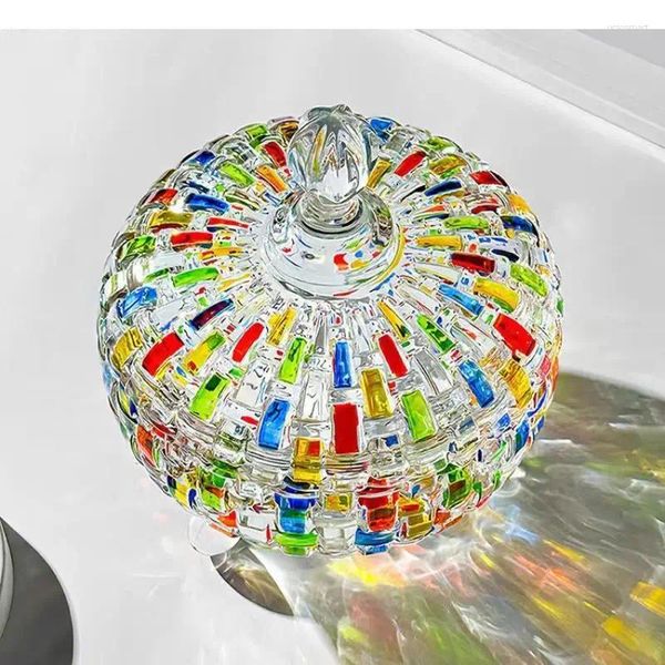 Bouteilles de rangement pot en verre cristal avec le couvercle salon berge de bureau joaillerie de bijoux de bijoux de fruits séchés produits