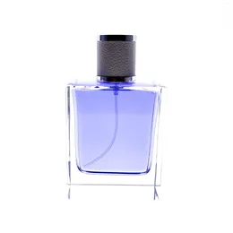 Bouteilles de stockage Bouteille de parfum en cristal 100ml carré poli verre blanc fond épais baïonnette capuchon en cuir vaporisateur