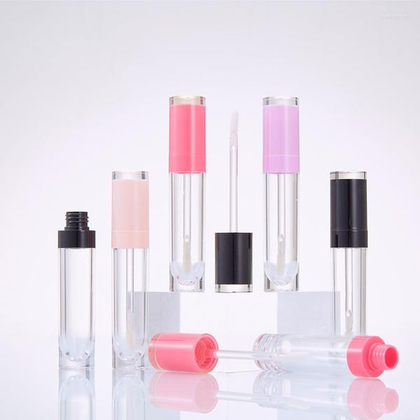 Botellas de almacenamiento Etiqueta privada personalizada Contenedor de brillo de labios vacío Tubo de esmalte transparente Maquillaje de plástico Rosa Negro Rojo Embalaje de brillo de labios