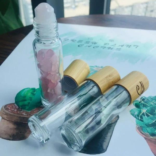 Botellas de almacenamiento Logotipo personalizado de 10 ml Aceites esenciales de vidrio Masaje Masaje Perfume Botella redonda de aceite labial transparente