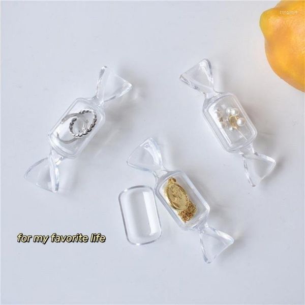 Bouteilles de stockage mignon fille coeur bonbons Transparent Mini Portable anneau bibelot bijoux boucles d'oreilles boîte acrylique