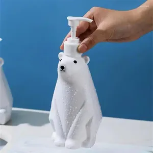 Botellas de almacenamiento Lindo dispensador de jabón de oso polar para baño Gel de champú de gran capacidad Gel recargador