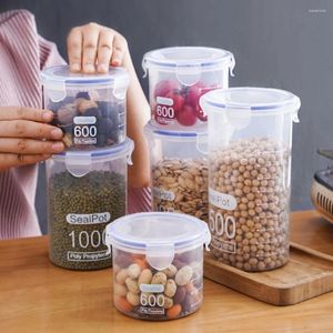 Bouteilles de stockage cylindriques transparentes, bocaux scellés pour aliments, boîtes de cuisine en PP étanches à l'humidité, pot en plastique étanche à l'air