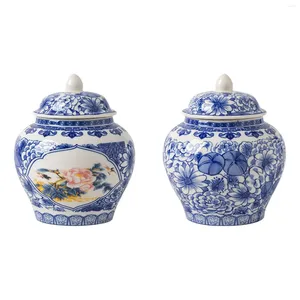 Bouteilles de rangement pots de gingembre décoratifs avec couvercles décor de la maison de style oriental.