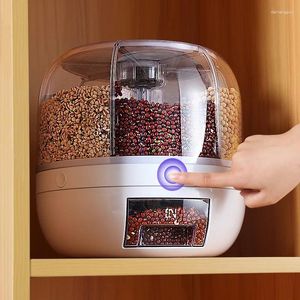 Storage Bottles Degree Rotating Rice Dispenser Sealed Dry Cereal Grain Bucket Moisture-proof Kitchen Food Container Box