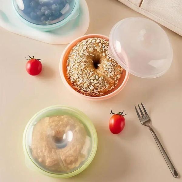 Bouteilles de rangement Boîte à pain Boîte à bagel Couet de récipient avec couvercle transparent Strong-scellant micro-ondes en toute sécurité arc conception alimentaire