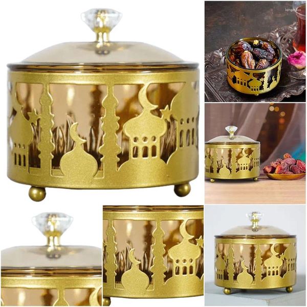 Bouteilles de rangement bac à dessert metal aliment ramadan plaque ornement décorative petit organisme de bijouceur à la maison décor de la maison caisse de table de table eid