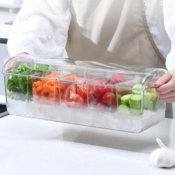 Bouteilles de rangement Détachement Crisper Box de qualité alimentaire Fridge Fridge Fridge avec couvercle à 5 compartiments Salad Fruit pour