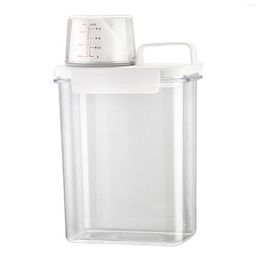 Bouteilles de stockage Détergent Étanche à l'humidité Transparent Levage Fournitures de soins de lavage Emballage PET Réservoir scellé Tasse à mesurer