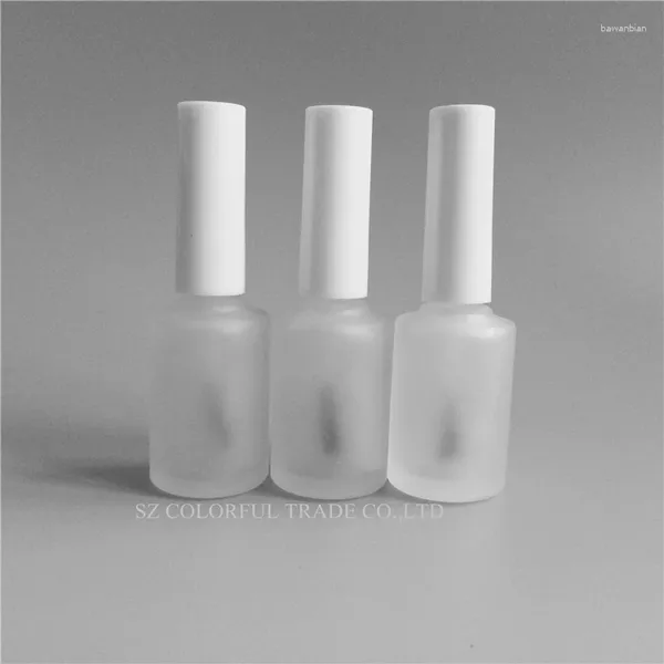 Bouteilles de rangement DHL DHL 100pcs / lot 15 ml Huile de vernis à ongles en verre givré vide en bonnet rechargeable avec contenant cosmétique de pinceau