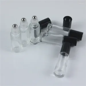 Opslagflessen DHL Gratis 100 stcs/lot 5 ml 1/3oz Dikke rol op glazen flesgeuren Essentiële olieparfum Clear Roller Ball