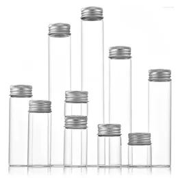 Bouteilles de stockage en verre vide transparent, diamètre 30mm, 10ml, 20ml, 30ml, 40ml, 50ml, 60ml, 80ml, 100ml, couvercle en aluminium argenté, flacons rechargeables, 24 pièces