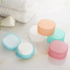 Botellas de almacenamiento disco plástico portátil a prueba de fugas con tapa sellada herramienta de baño plato de soporte para jabón impermeable Mini a prueba de polvo