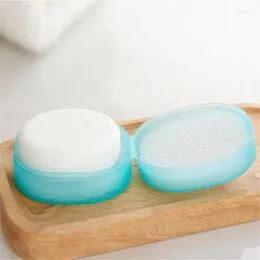 Bouteilles de stockage disque en plastique scellé avec couvercle anti-poussière, accessoires de salle de bains, plateau d'étagère à savon, Mini boîte étanche Portable