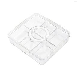 Bouteilles De Stockage Plateau De Service Divisé 6 Grilles Boîte D'assaisonnement Récipient De Collation Transparent Étanche Pour Bonbons Biscuits Dessert Apéritif Fruits