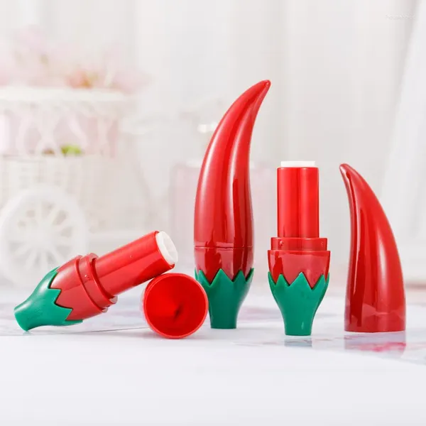 Botellas de almacenamiento DIY DIY Red Chili Shape Lipstick Tube Tubo de labios Case de labios Rouge Contenedores de maquillaje Herramienta 20 PCS/LOT