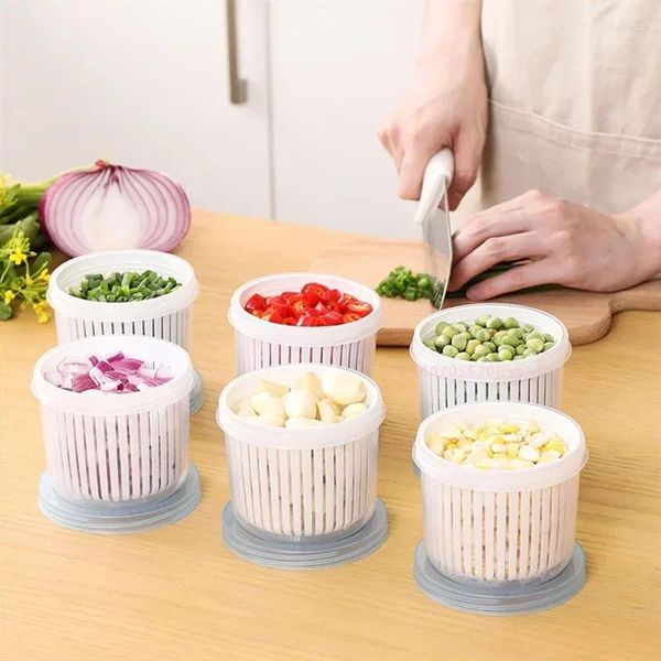 Bouteilles de rangement Double couche Conteneur de nourriture Round Drain Scellé Végétables Scellés Boîtes de cuisine Durable Gadgets ACCESSOIRES