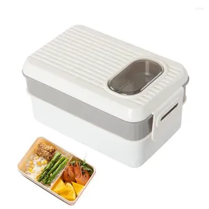 Opslagflessen Dubbellaags Lunchbox Maaltijdvoorbereidingscontainers 1600 ml Stapelbaar 2-in-1 compartiment Geïsoleerde voedselcontainer Magnetron