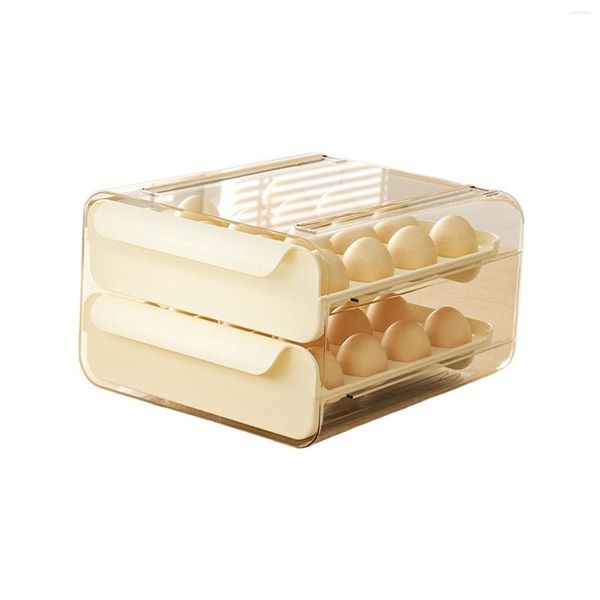 Bouteilles de stockage Double couche, conteneur d'œufs 2, réfrigérateur Transparent, organisateur d'œufs pour comptoir, armoire de réfrigérateur