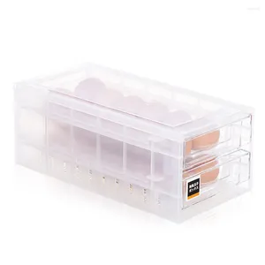 Bouteilles de rangement Organisateur de conception de tiroir facile Easy Clean Double couche Iproussante 24 Grille Oeuf de cuisine Box Crisper Conteneur transparent