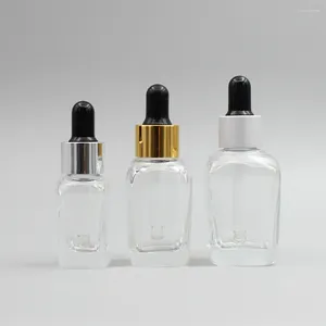 Bouteille à bouteilles de rangement bouteille d'huile en verre transparent 10 ml avec tête noire brillante