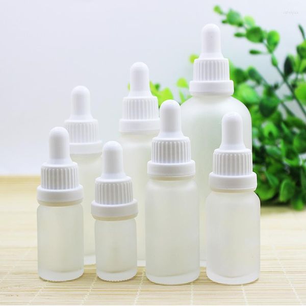 Bouteilles de stockage Flacon compte-gouttes Blanc Anti-Vol Cap Pipette En Verre Dépoli Pour Essence Huile Essentielle Réactif Liquide Cosmétique