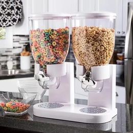 Bottiglie di stoccaggio Dispenser per alimenti secchi Doppio controllo Scatole di cereali Contenitore rotondo