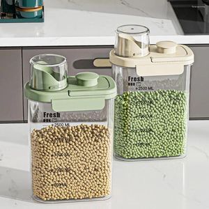 Bouteilles de stockage Distributeur de nourriture sèche avec poignée étanche à l'humidité et à la poussière seau à grains de riz Transparent réservoir en plastique de grande capacité