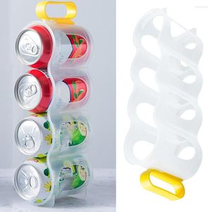 Botellas de almacenamiento Bebidas duraderas Ahorro de espacio Nevera Organizador de latas PP Uso doméstico 4 rejillas Fácil de limpiar Portátil Apilable Conveniente