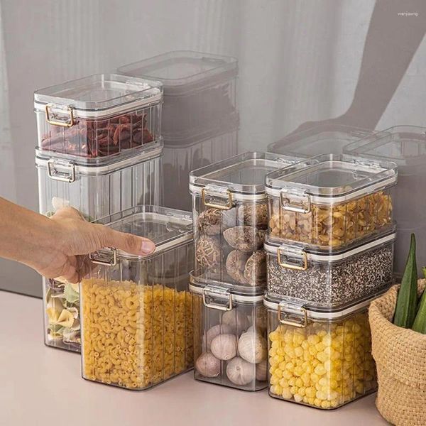 Bouteilles de stockage, bacs alimentaires durables, capacité, ensemble de pots scellés pour la cuisine, conteneurs transparents anti-poussière, céréales et Fruits