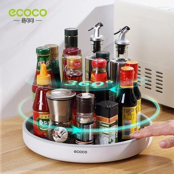 Botellas de almacenamiento ECOCO 360 Bandeja de bandeja giratoria Recipiente Tirnable Tirnicito Organizador Multifuncional Estante de cocina Spice Rack Kitchen